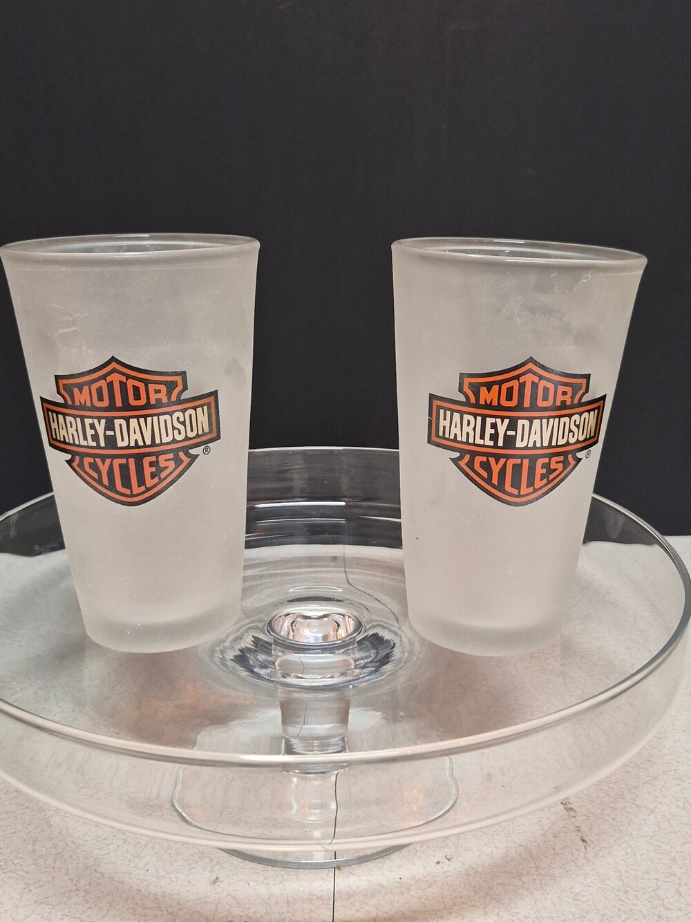 Harley-Davidson Frosted Shot Glass Set of 2 with Logo